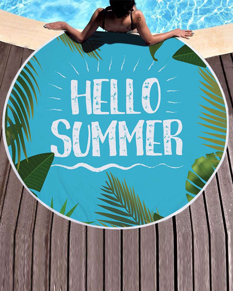

1pc Just For You Tropical Print Extra-large Circle Microfiber Lightweight Beach Blanket Bath Towel, Style3