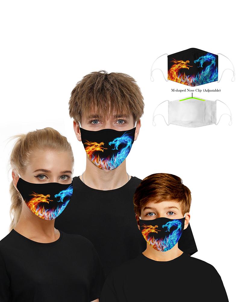 

Face Print Breathable Mouth M .a. s. k Washable And Reusable, Light blue