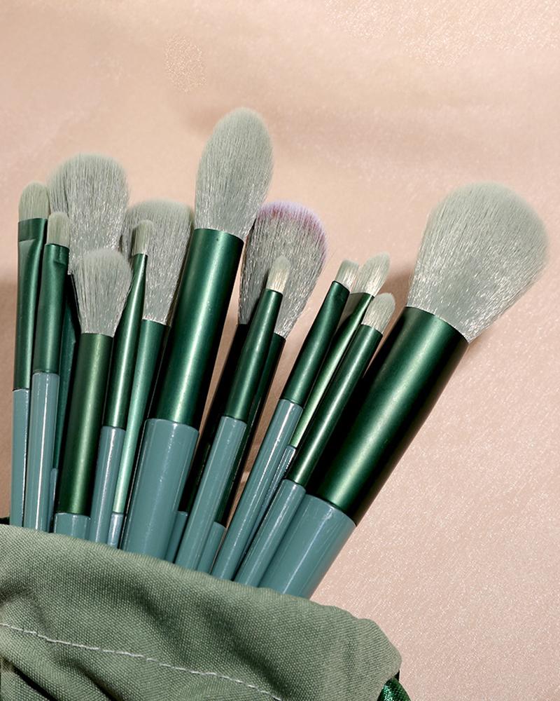 

13pcs Make Up Brush Set With Case, Green