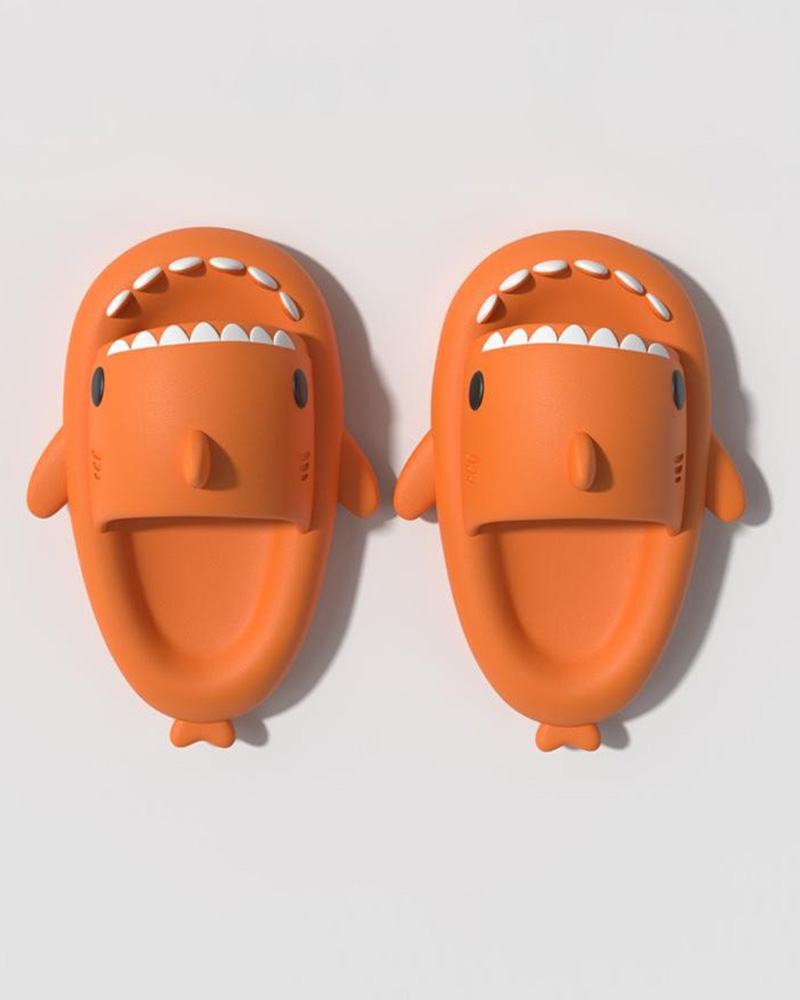 

Shark Pattern Comfy Platform Slippers, Orange