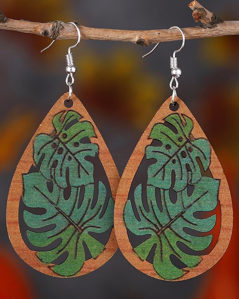 

1Pair Tropical Leaf Waterdrop Earrings, Green