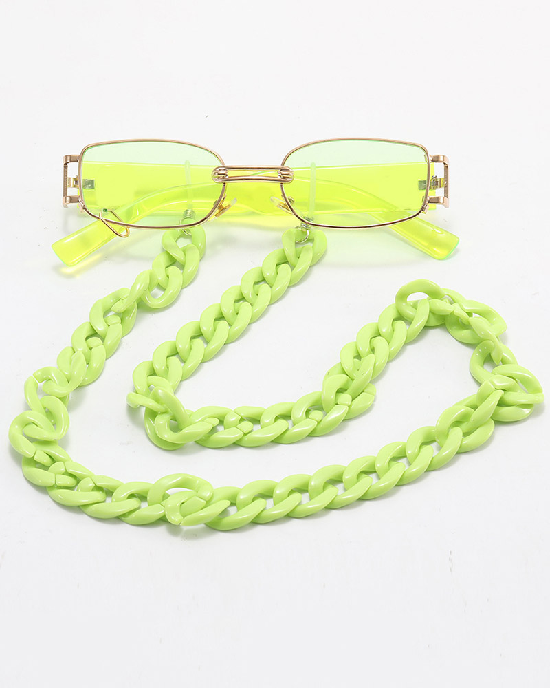 

Metal Frame Chain Decor Sunglasses, Green