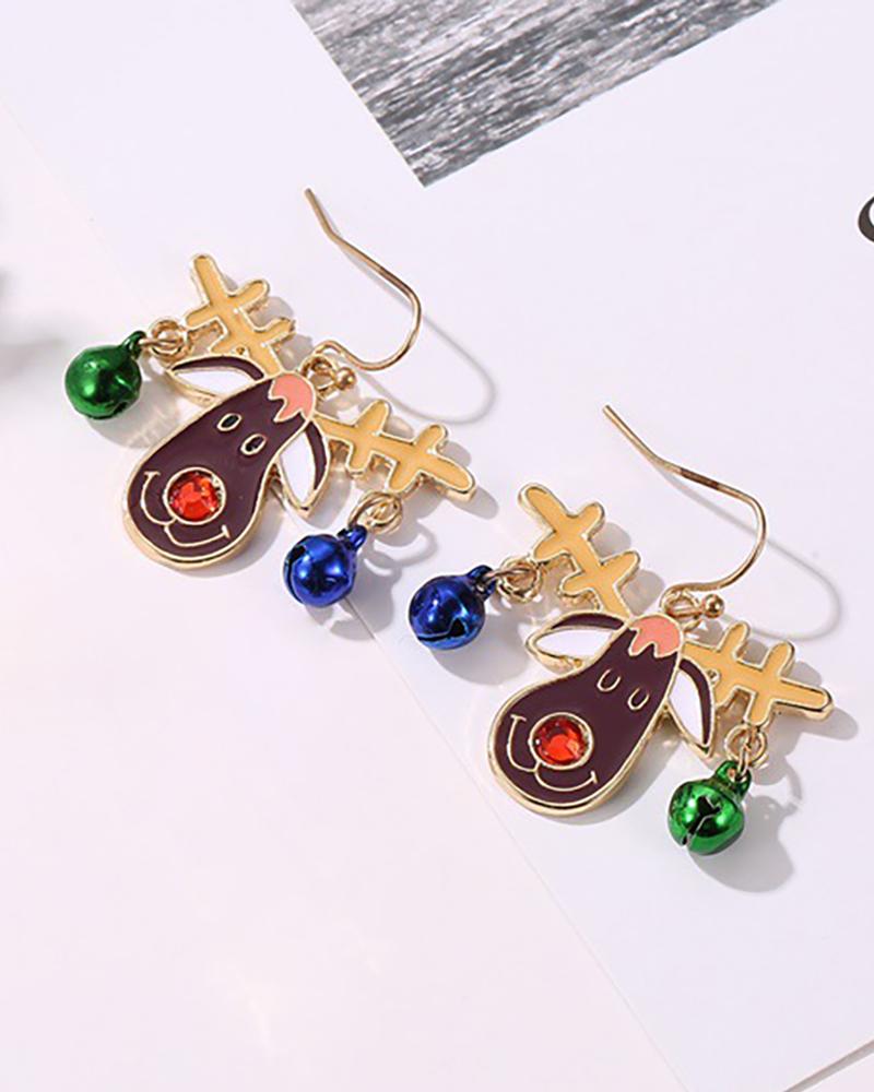 

1Pair Christmas Moose Bell Gift Pattern Drop Earrings, Style1