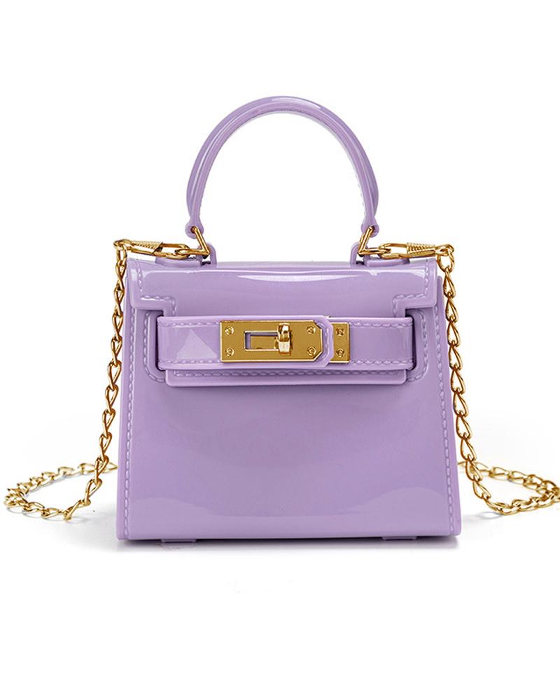 

Twist Lock Chain Strap Mini Shoulder Bag With Handle, Purple