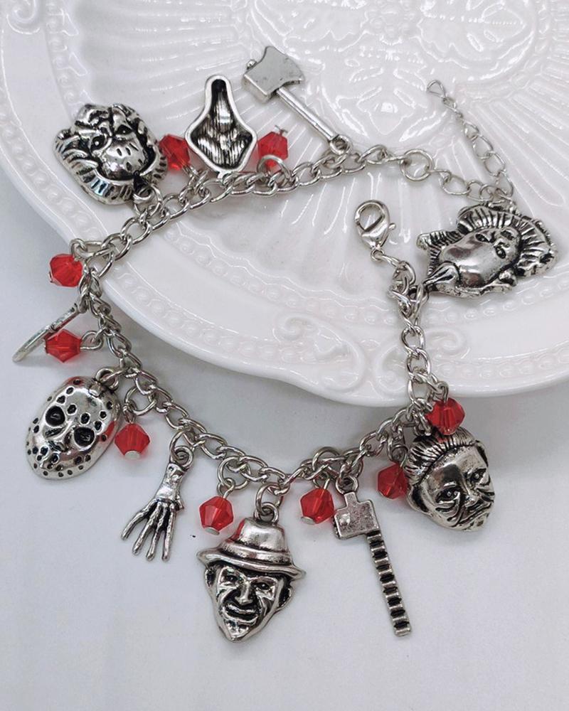 

1pc Halloween Scary Figure Ghost Pendant Bracelet Cosplay Costume Artificial Jewelry Collection, Silver