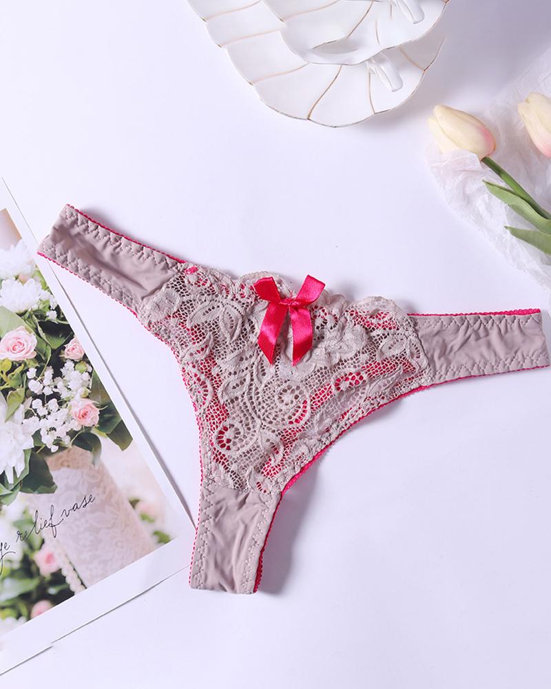 

Lace Seeing Through Hollow-out Low Waist Skinny Sexy Panties, Nude