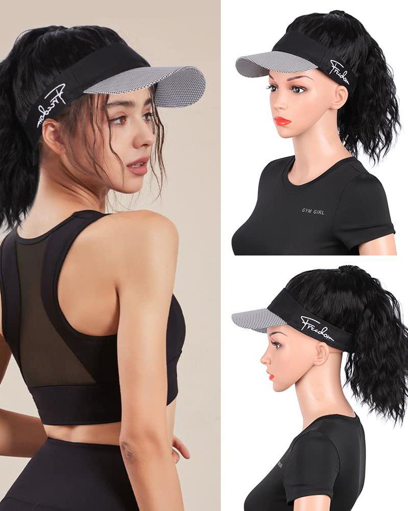 

Curly Synthetic Wavy Extensions Wig With Baseball Cap, Black