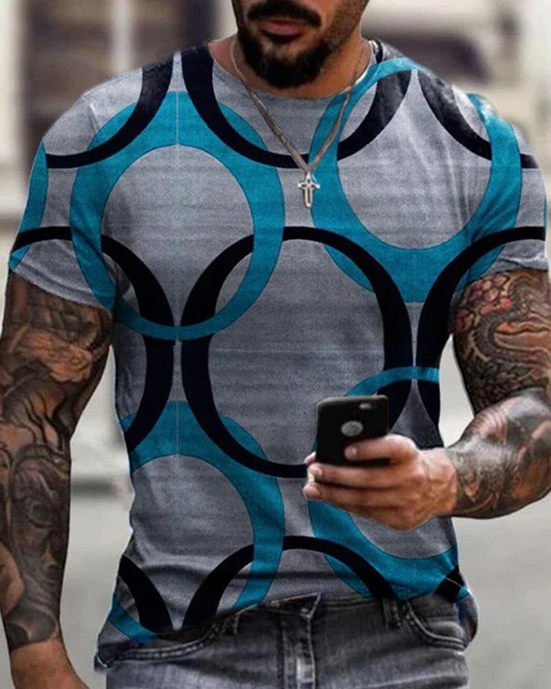 

Multicolor Patterns Print Short Sleeve Loose T-shirts, Gray
