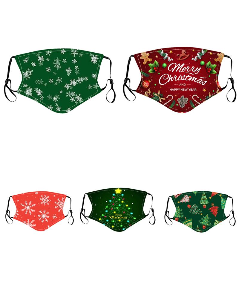 

5PCS/Set Randomly Dispatched Christmas Mixed Print PM2.5 Filter Face Mask For Child, Style1