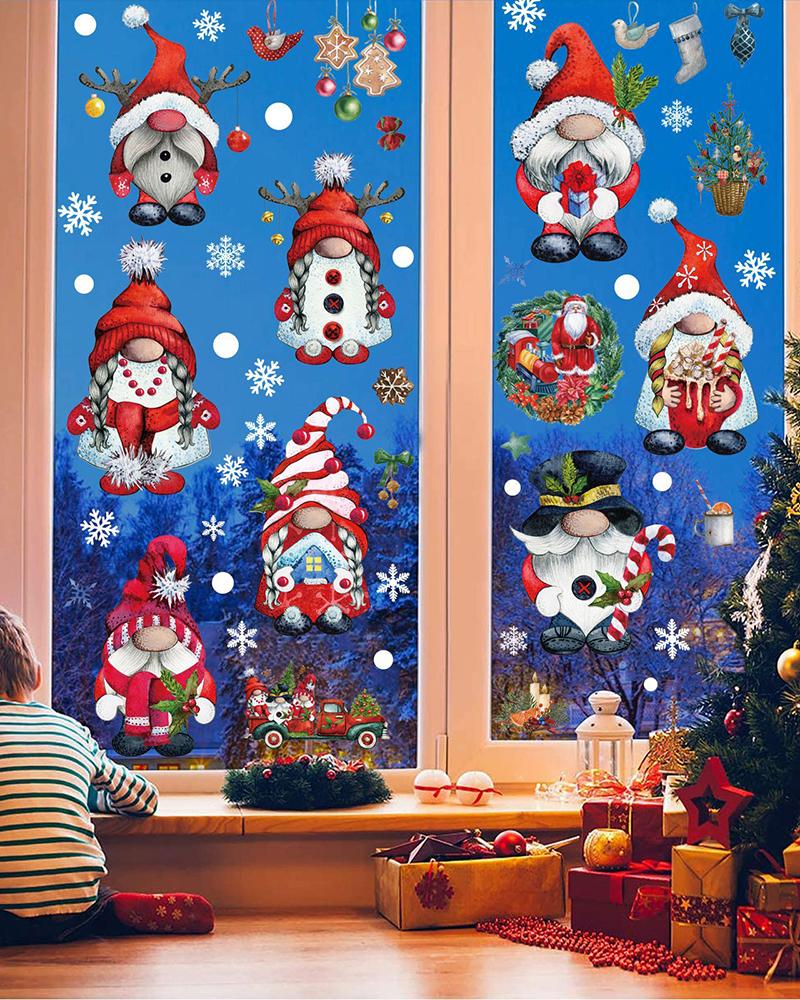 

1 Sheet Christmas Decorations Glass Window Gnomes Stickers, Style2