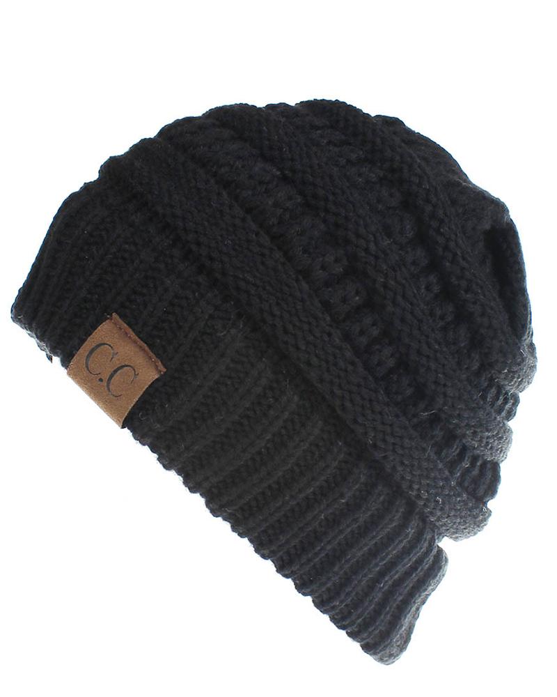 

Letter Pattern Warm Winter Multifunctional Beanie Hat, Black