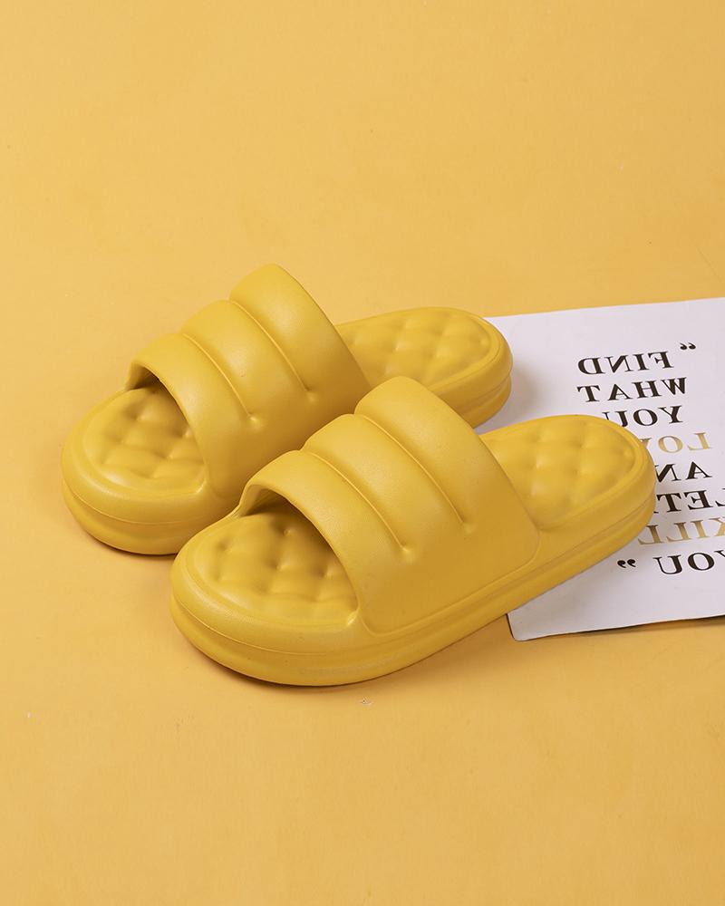 

Solid Open-toe Patform Sandals Slippers, Yellow