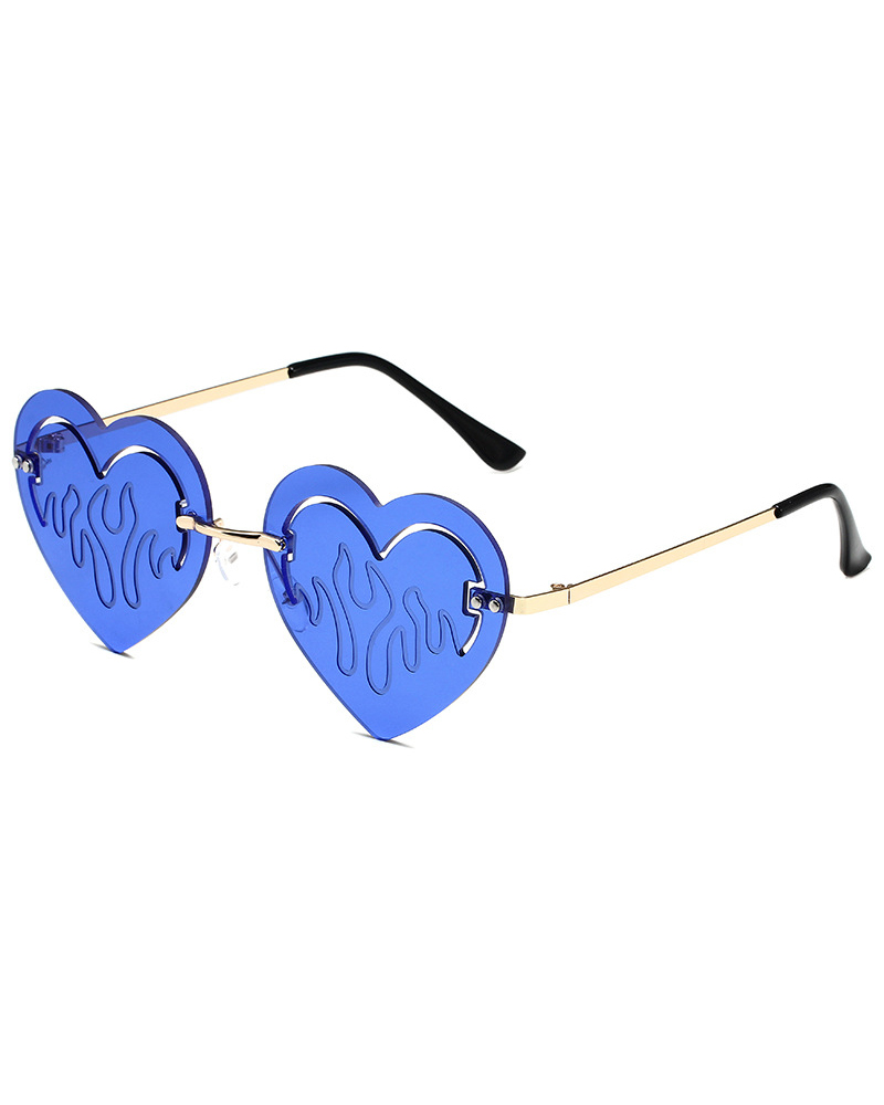 

1Pair Heart Shaped Rimless Tinted Fashion Sunglasses, Blue