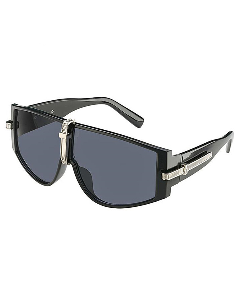 

1Pair Flat Top Square Frame Gradient Sunglasses, Black