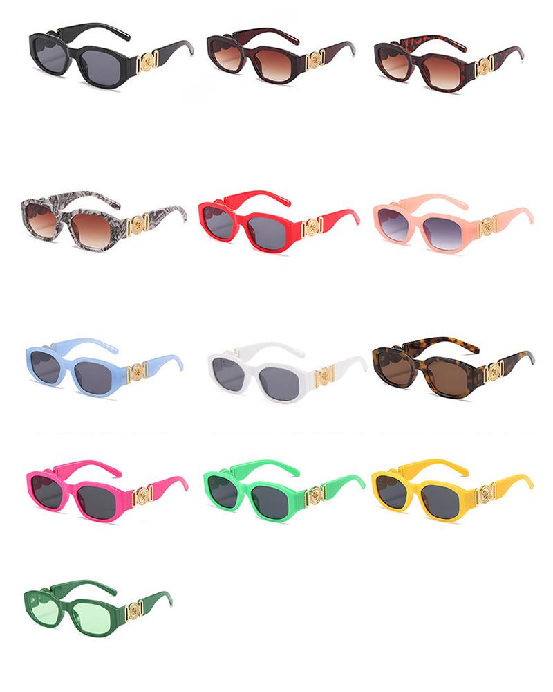 

1Pair Retro Wide Frame Square Rectangle Sunglasses, Blue
