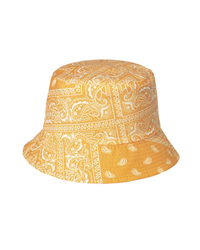 

Paisley Print Bucket Hat Outdoor Sun UV Protection Casual Fishing Cap, Yellow