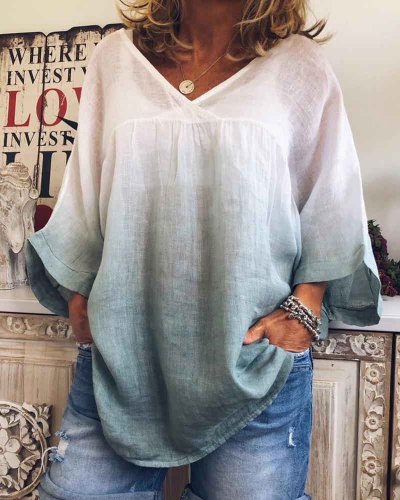 

Gradient Color Loose Casual T-Shirt, Gray