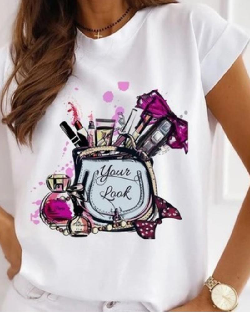 

Creative Print Short Sleeve T-shirt, Style5