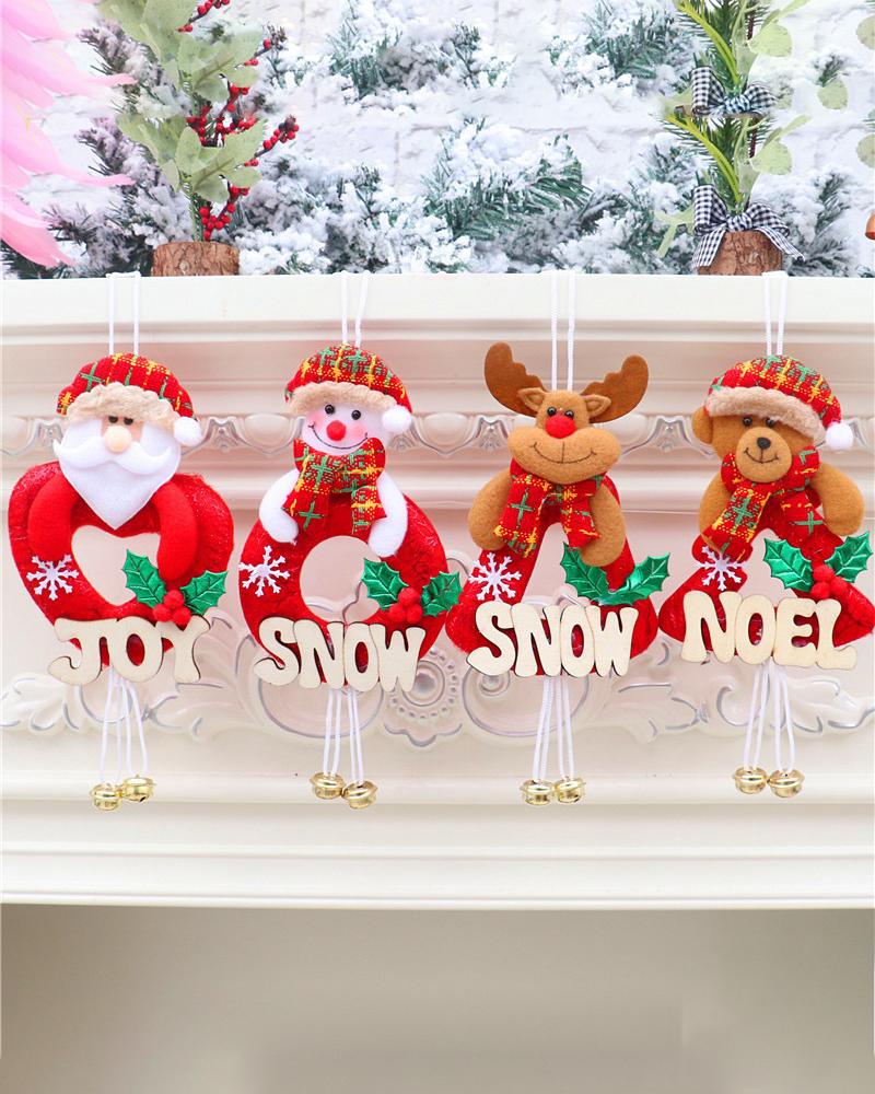 

Christmas Jingle Bells Santa Claus Door Wall Letter Pendant Tree Ornaments Hanging Festival Supplies Decor, Style1