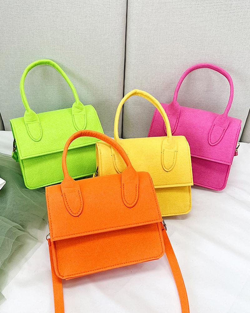 

Candy Color Plain Crossbody Bag, Orange