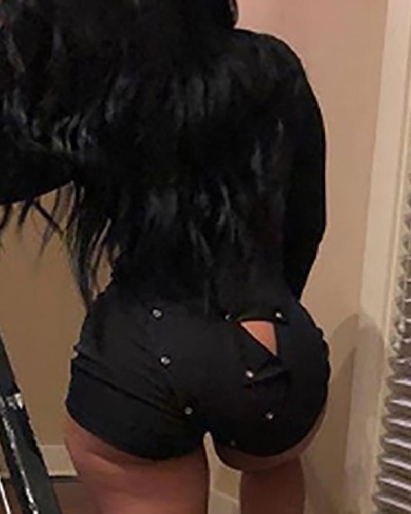 

Cartoon Print Functional Buttoned Flap Adults Onesie, Black