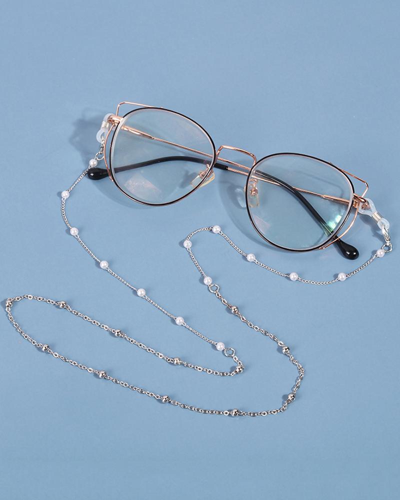 

1pcs Face Mask Holders Eyeglasses Beaded Chain, Silver