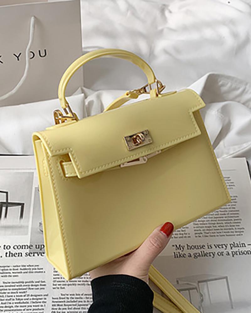 

Clear /PU Flap Satchel Bag, Yellow