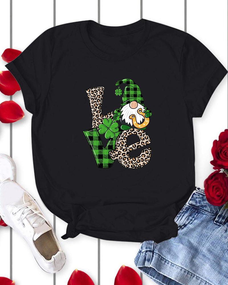 

Letter Graphic Print Short Sleeve Casual T-shirt, Black