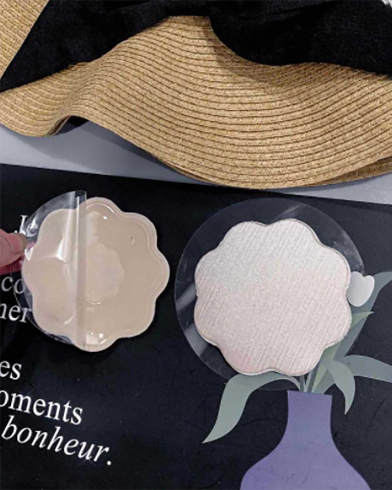 

Floral Shaped Reusable Silicone Petal Adhesive Nipple Cover Invisible Bra Pad Pasties, Nude