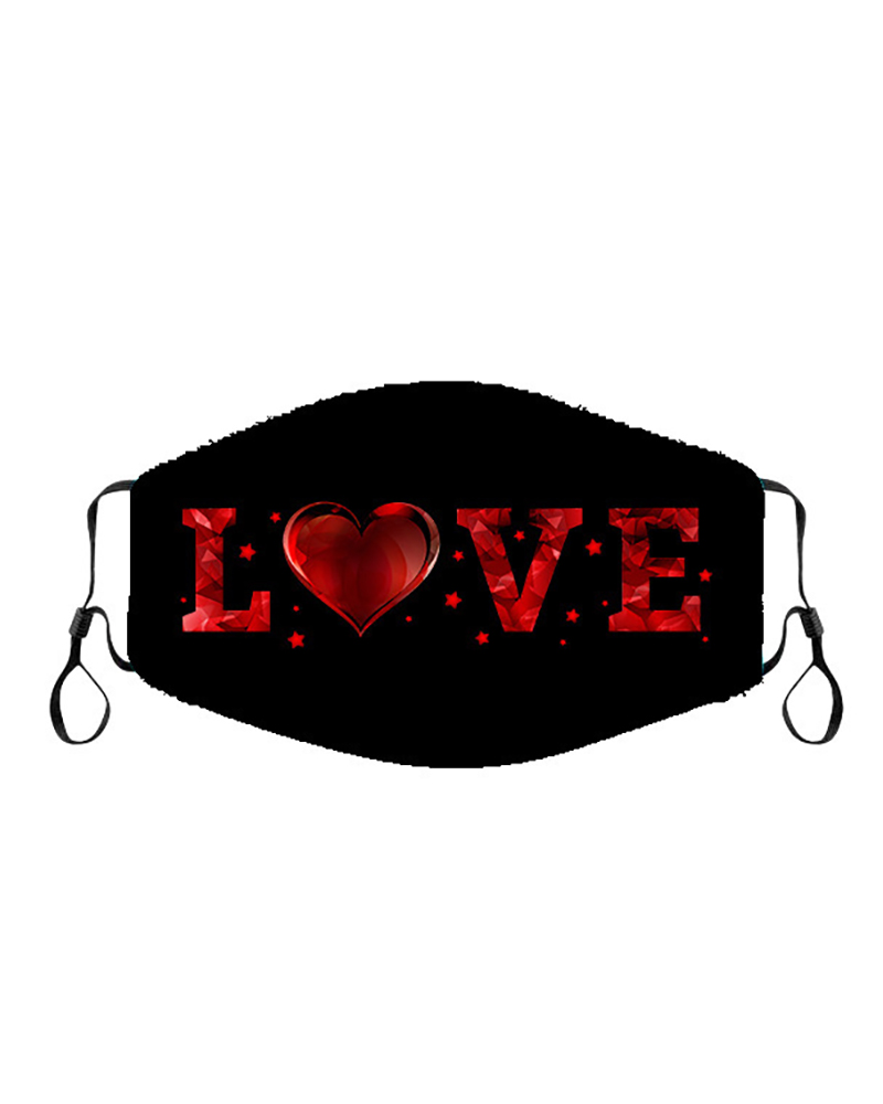 

Valentine's Day Lip Heart Print Breathable Face Mask, Style2