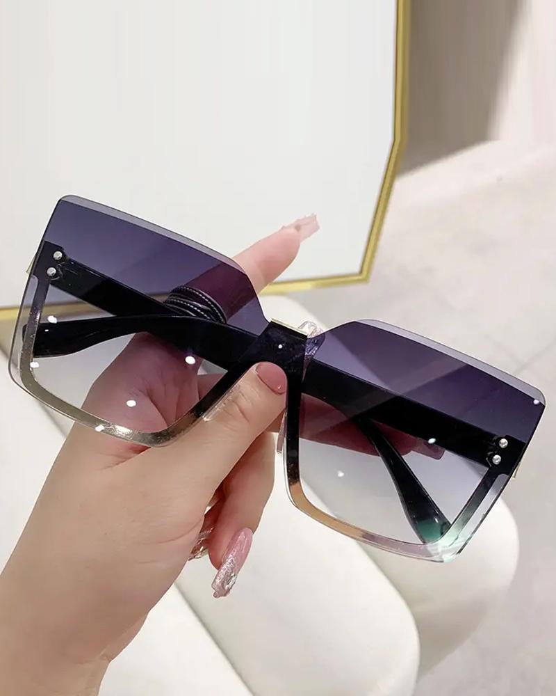 1 par de gafas de sol cuadradas sin montura de moda grande Vintage