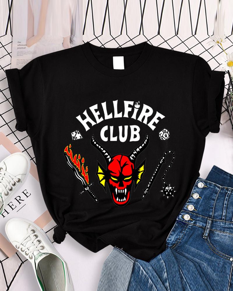 

Graphic Letter Print Casual T-shirt, Black