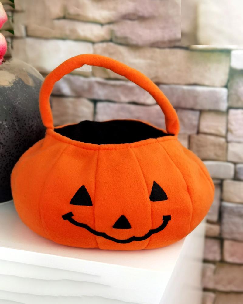 

Halloween Treat Bag Pumpkin Candy Bucket Handbag Kids Trick or Treat Tote Candy Snack Giving Bags Halloween Party Decoration Ornaments, Orange