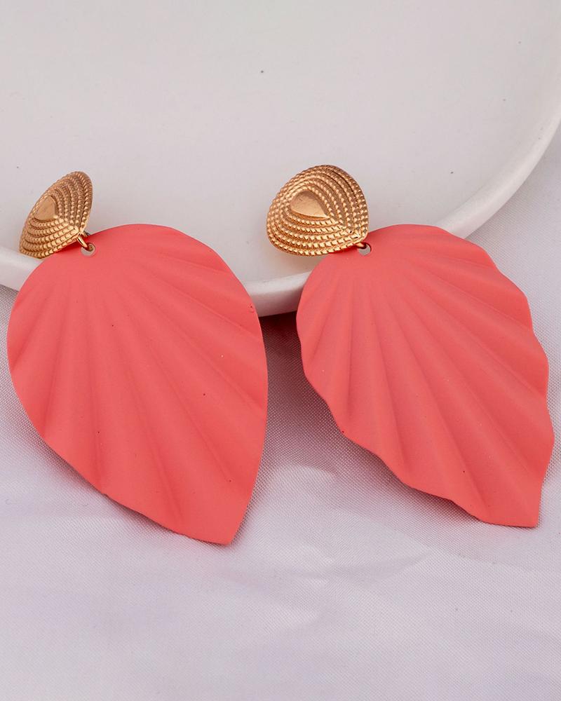 

1Pair Vintage Leaf Shape Geometric Earrings, Pink