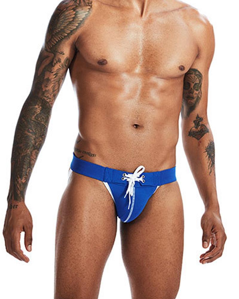 

Solid Strappy Front Slim T-string Panties Underwear, Blue