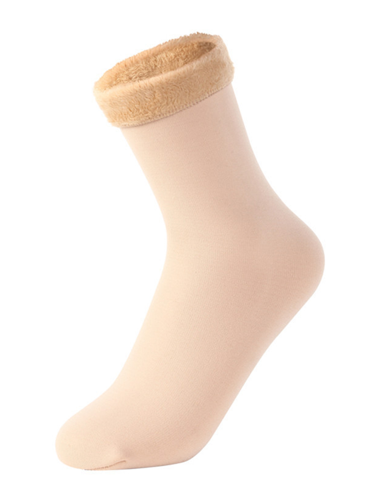 

1Pair Warm Thermal Lined Socks, Nude