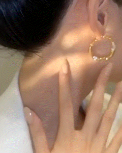 

1Pair Rhinestone Decor Hoop Earrings, Gold
