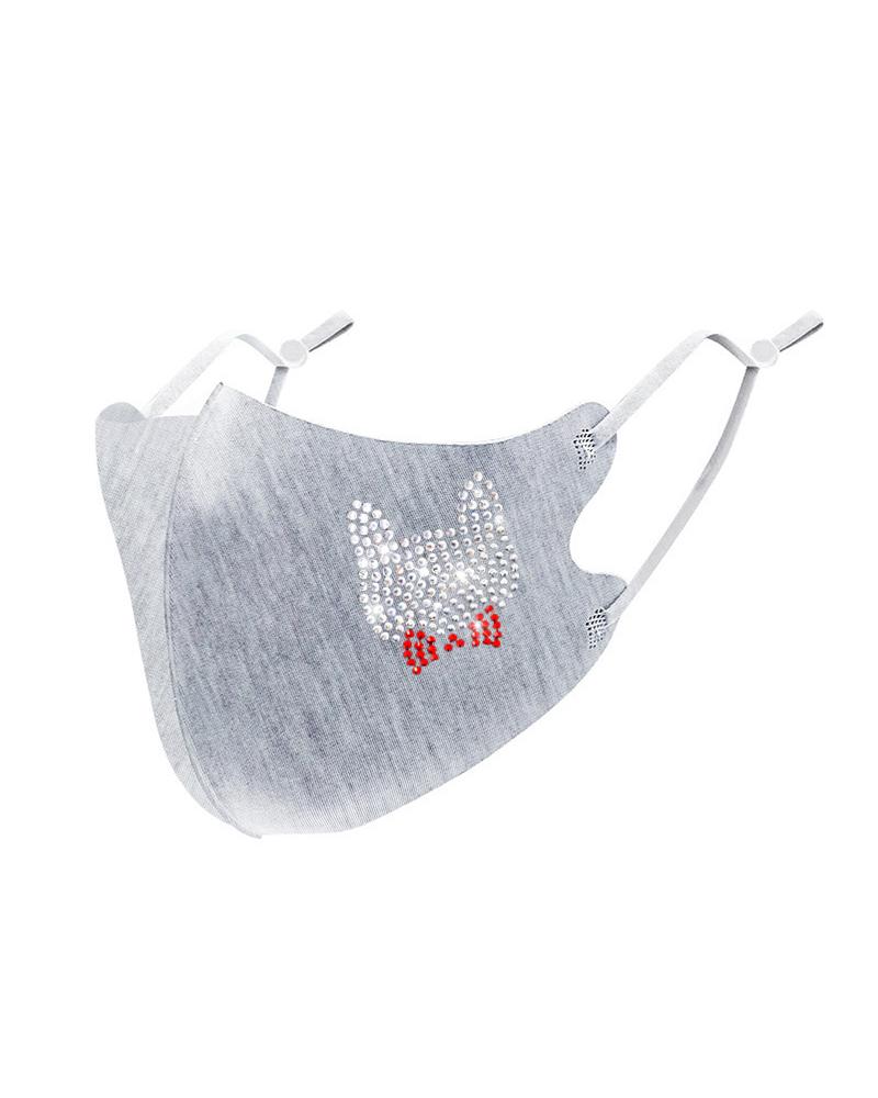 

Cat Pattern Studded Breathable Face Mask, Gray