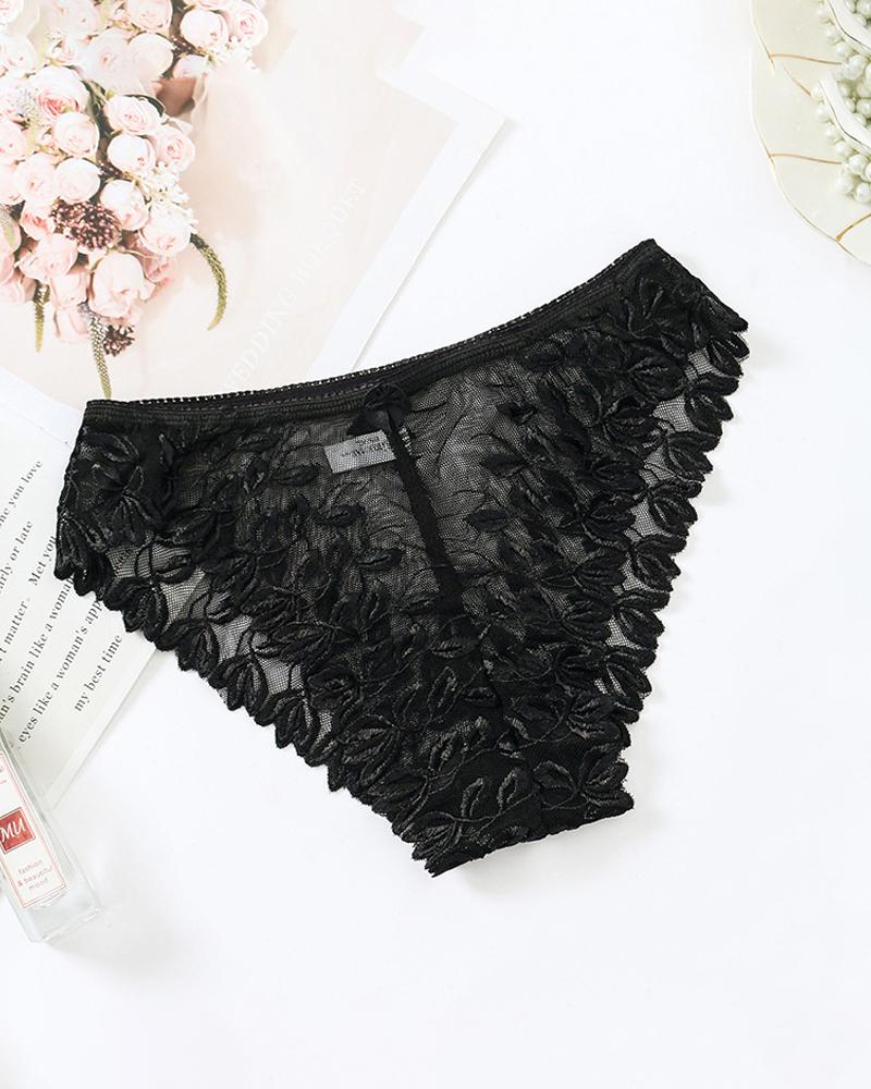

Seeing Through Low Waist Lace Skinny Sexy Panties, Black