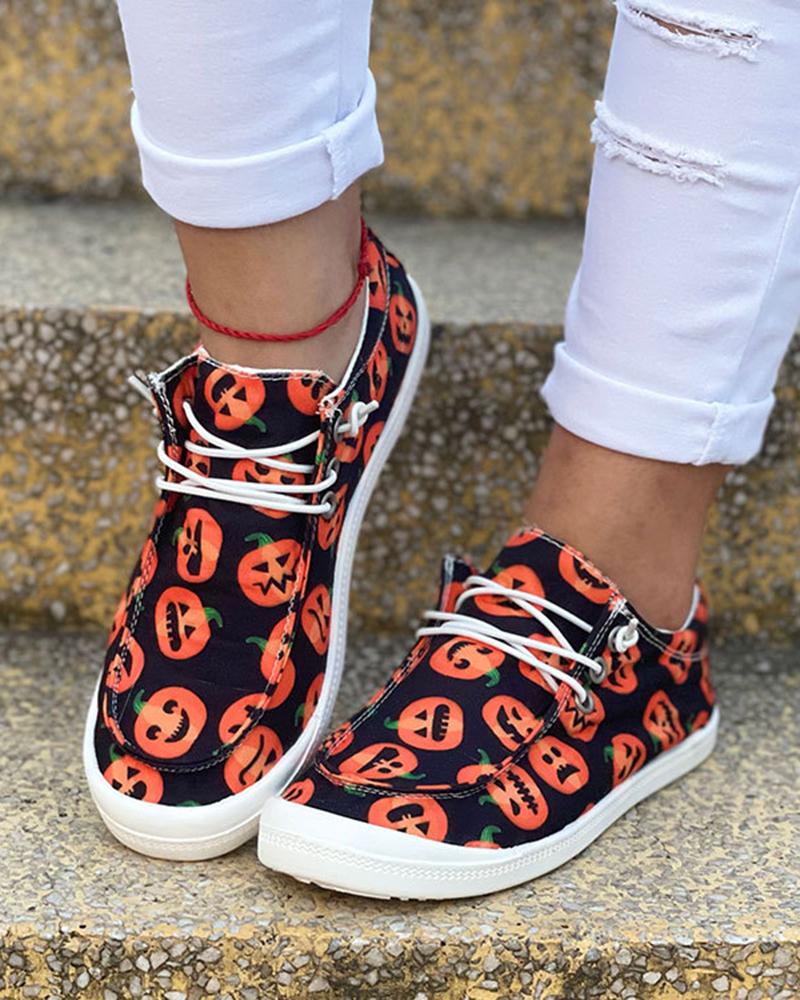

Halloween Lace-up Canvas Sneakers, Orange