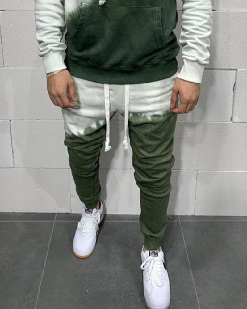 

Gradient Color Block Drawstring Jogger Pants, Green