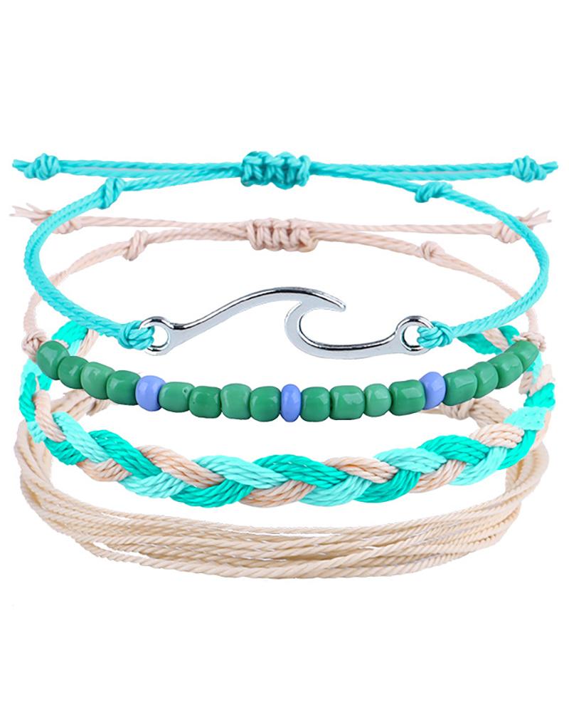 

4pcs Bohemian Star Shell Fruit Daisy Pattern Beaded Clan Bracelets, Style1