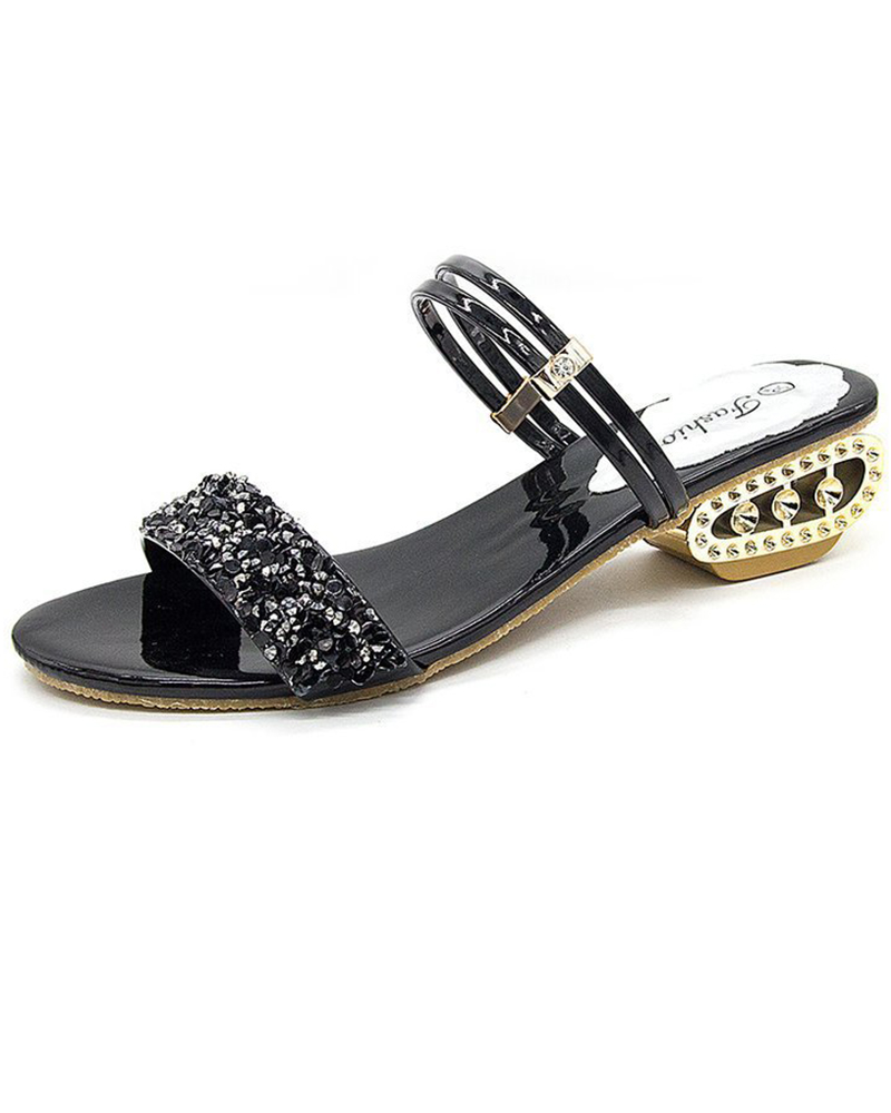 

Slingback Sequin Patch Wedding Guest Shoes, Black