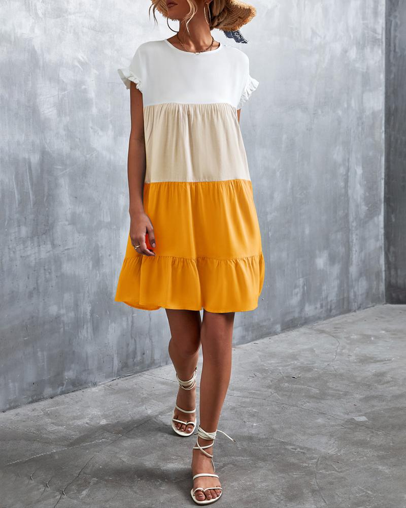 

Frill Hem Ruffles Smock Midi Dress, Yellow