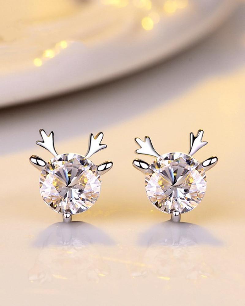 

1Pair Christmas Elk Shaped Earrings, Silver