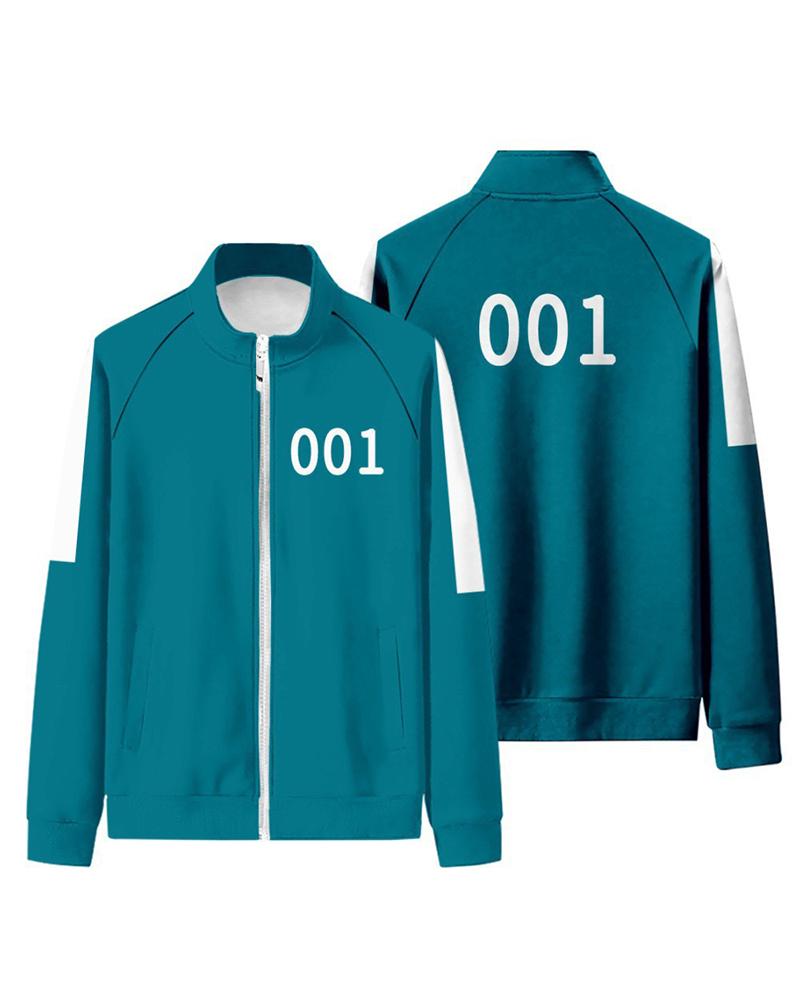 

Squid Game Letter Print Zip Front Coat, Style3