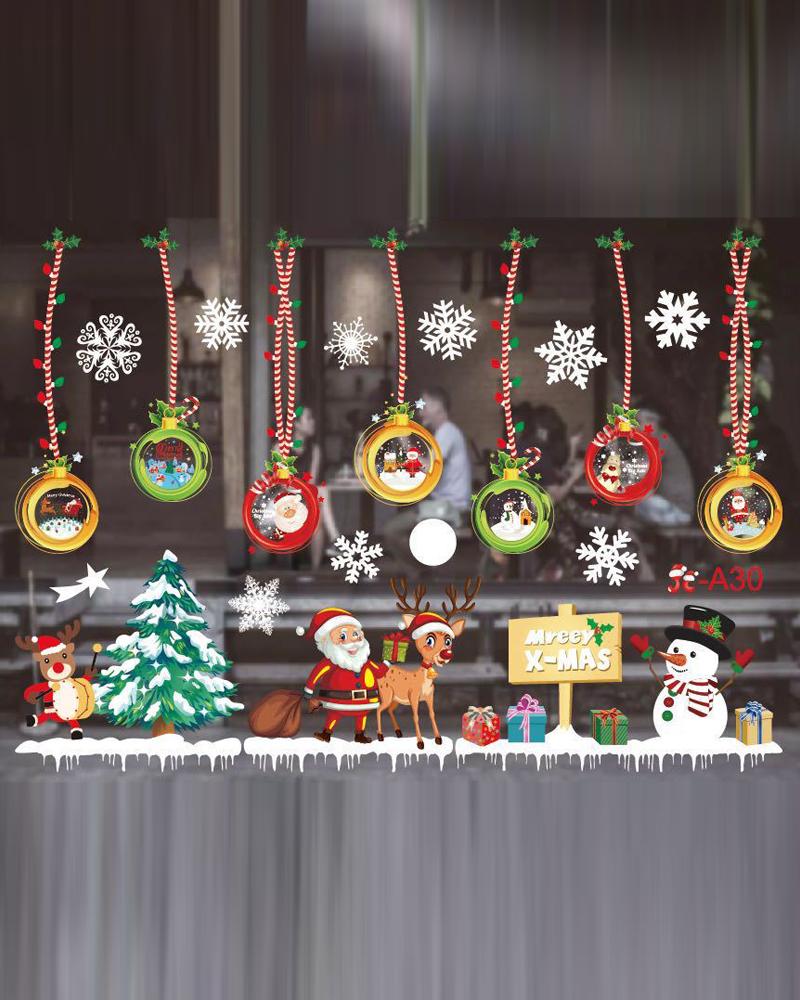 

1Roll DIY Christmas Windows Stickers Door Mural Decals Static Sticker Wall Window Clings Showcase Winter Decorations Party Supplies, Style1