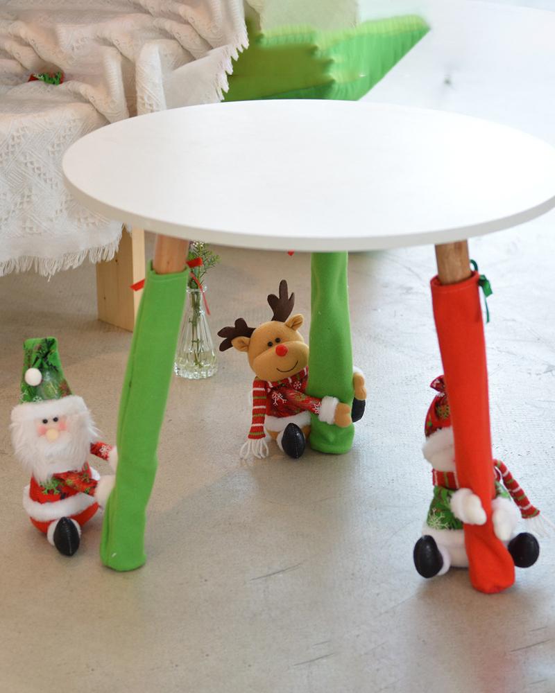 

Dinner Desk Foot Christmas Chair Sock Festive Ornament Soft Reusable Furniture Leg Cover, Red