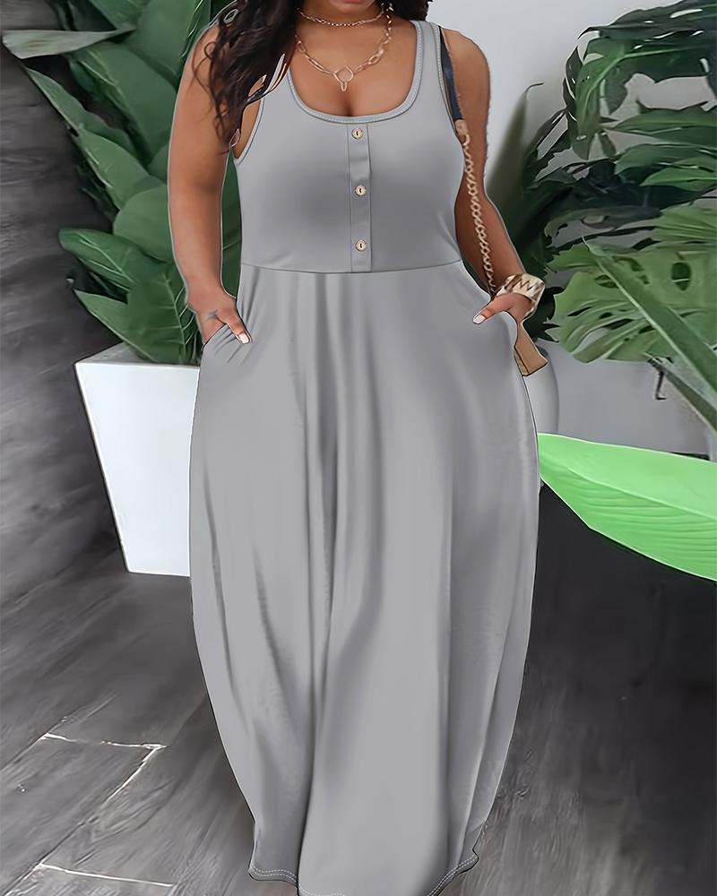 

Vestido maxi com design de bolso plus size, Gray