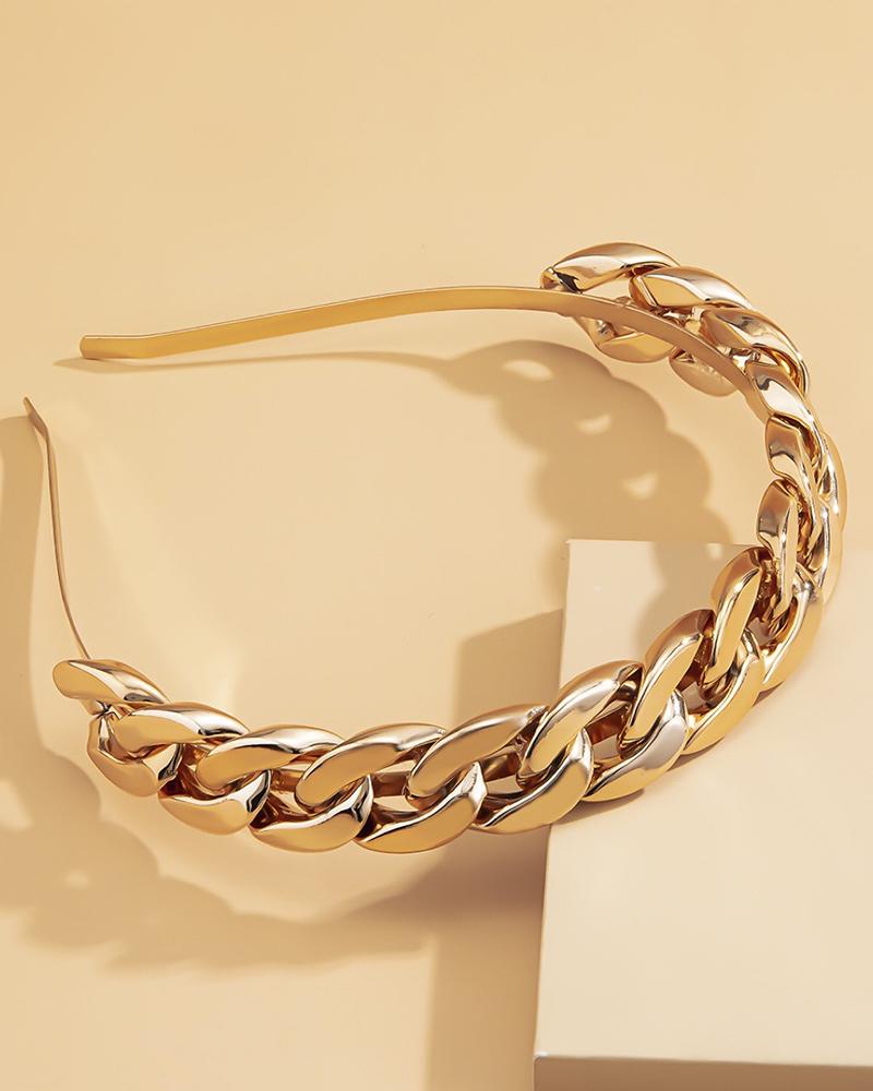

Metallic Chain Link Decor Hair Hoop, Gold